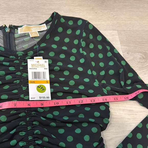 MICHAEL Michael Kors Polka Dots stretch Matte Jersey Midi Long Sleeve Dress - Picture 11 of 13